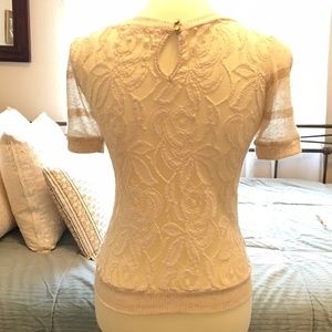 Sheer Cream & Gold Vintage Lace Blouse
